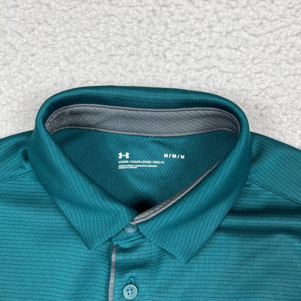Under Armour Polo Shirt Mens Medium Teal Green Short Sleeve Athletic 1290140 - Picture 3 of 9